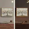 Boom - Goud - Bloemen - Abstract - Kunst Light Box met batterij (Wandlamp) middel -sfeer3