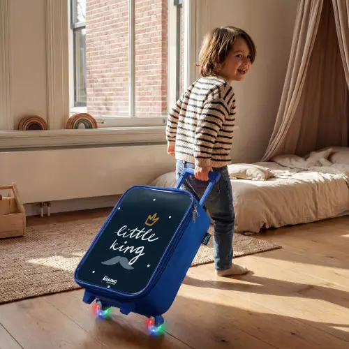 Little king met stippen Kinderkoffer - Blauw klein -sfeer1