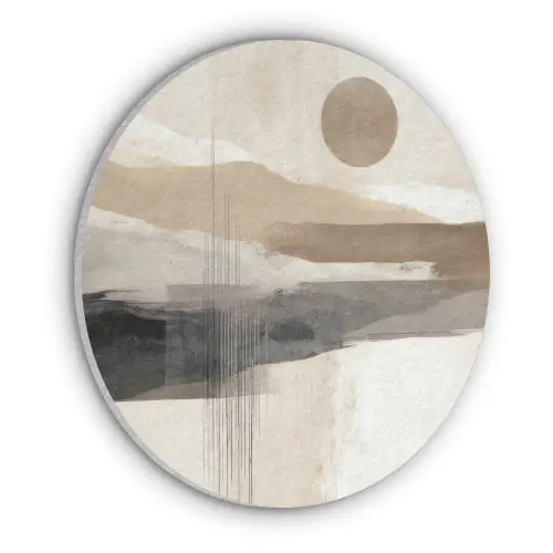 Minimalistisch - Landschap - Dimensie Akoestische PET Vilt - Rond klein -3d