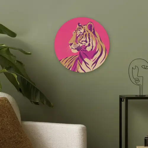 Tijger - Modern - Neon Akoestische PET Vilt - Rond klein -sfeer2