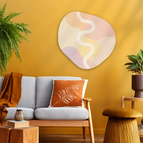 Golvende vormen - Abstract - pastel Wandcirkel Organisch Plexiglas middel -sfeer4