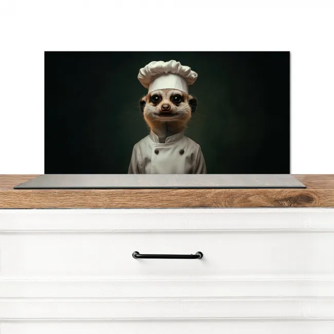 Dier - Kok - Stokstaartje Spatscherm Aluminium klein -3d_zonderpan