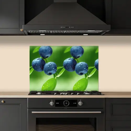 Bosbessen - Paars - Bladeren - Groen keuken achterwand spatscherm klein 900 -sfeer1