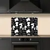Wit - Zwart - Dynamisch - Patroon keuken achterwand spatscherm klein 900 -sfeer1