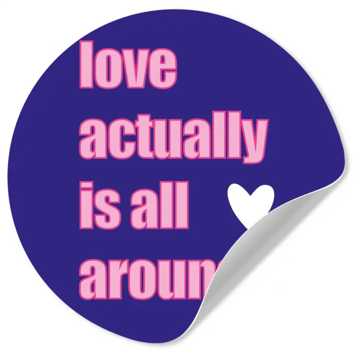 Tekst - Valentijn - Love - Blauw Wandcirkel behangsticker klein -3d