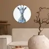 Giraffe - Delfts blauw - Dieren - Minimalistisch Wandcirkel kunststof plaat 5mm dik klein -sfeer1