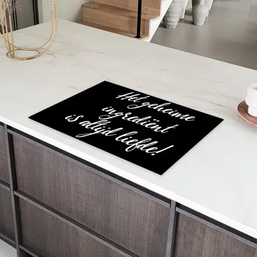 Quotes - Koken - Het geheime ingrediënt is altijd liefde! - Spreuken - Liefde Inductie beschermer vinyl 3mm klein -sfeer8