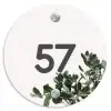 Wit met bladeren - Traditioneel Naambord Rond klein -3d