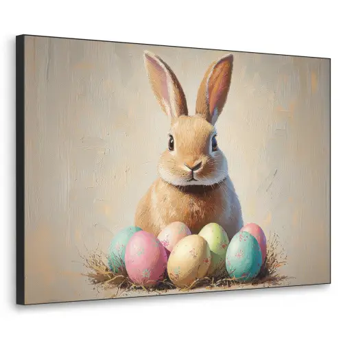 Paashaas - Pastel - Eieren Textielframe zwart klein -3d