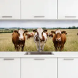 Koeien - Portret - Weide - Boerderij - Nieuwsgierig keuken achterwand 2 middel -3d