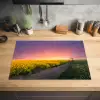 Bloemen - Weg - Lucht - Geel - Paars - Zonsondergang - Natuur Inductie beschermer vinyl 3mm klein -sfeer5
