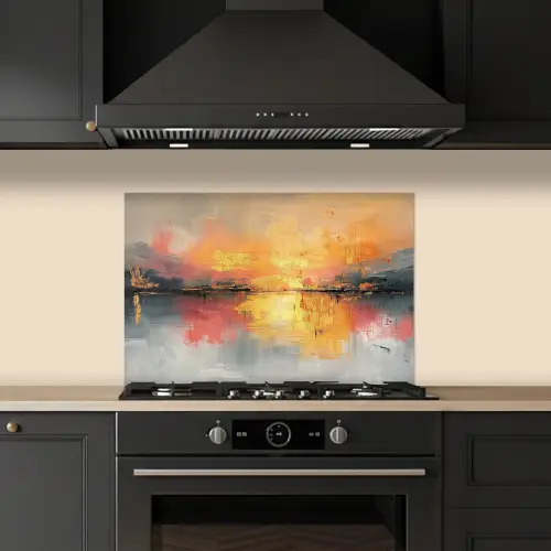 Modern - Abstract - Goud - Roze keuken achterwand spatscherm klein -sfeer1
