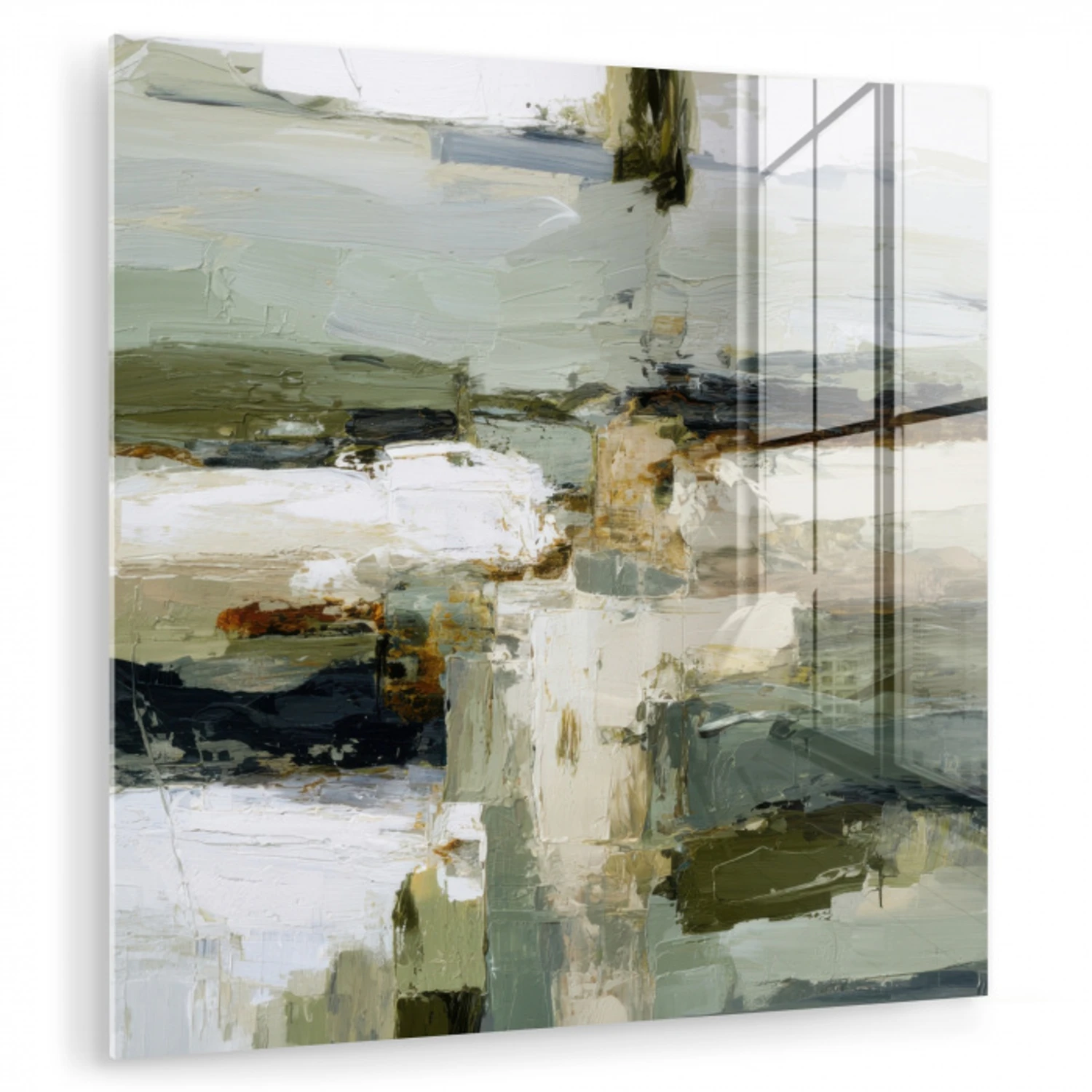 Penseelstreken - Groen - Abstract - Japandi plexiglas 5mm klein -zzzproduct_nieuw