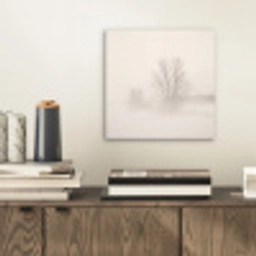 Boom - Mist - Sneeuw - Winter - Minimalistisch aluminium wit klein -sfeer1