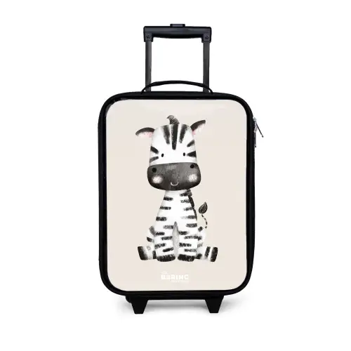 Zebra portrettekening met beige achtergrond Kinderkoffer - Zwart klein -3d