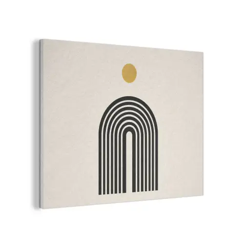 Minimalistisch - Zwarte boog - Gouden cirkel PET vilt klein -3d
