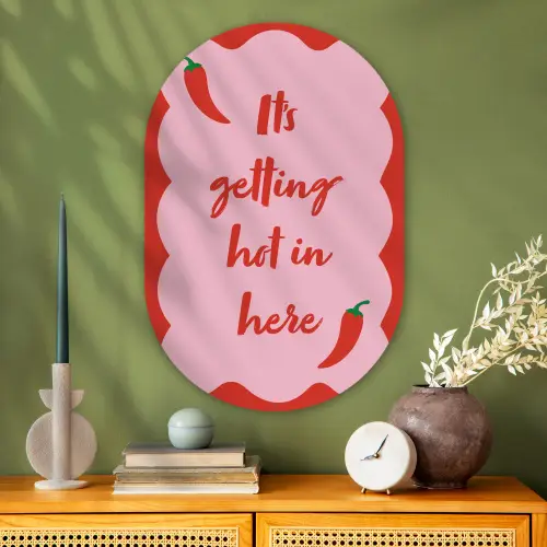 Chilipeper - Red - Hot - Quotes Wandcirkel Ovaal Glas middel -sfeer2