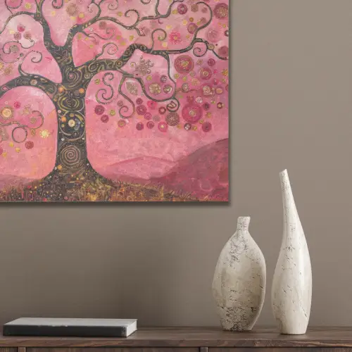 Boom - Levensboom - Roze - Goud PET vilt klein -sfeer6_closeup