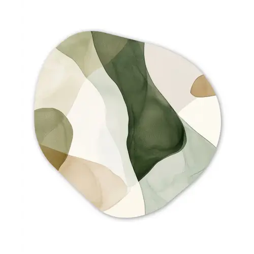 Japandi - Abstract - Groen Wandcirkel Organisch Forex 3mm klein -3d