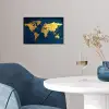 Wereldkaart - Goud - Donkerblauw poster papier klein -sfeer3