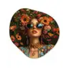 Vrouwen - Bloemen - Modern - Bril - Abstract Wandcirkel Organisch Aluminium middel -3d