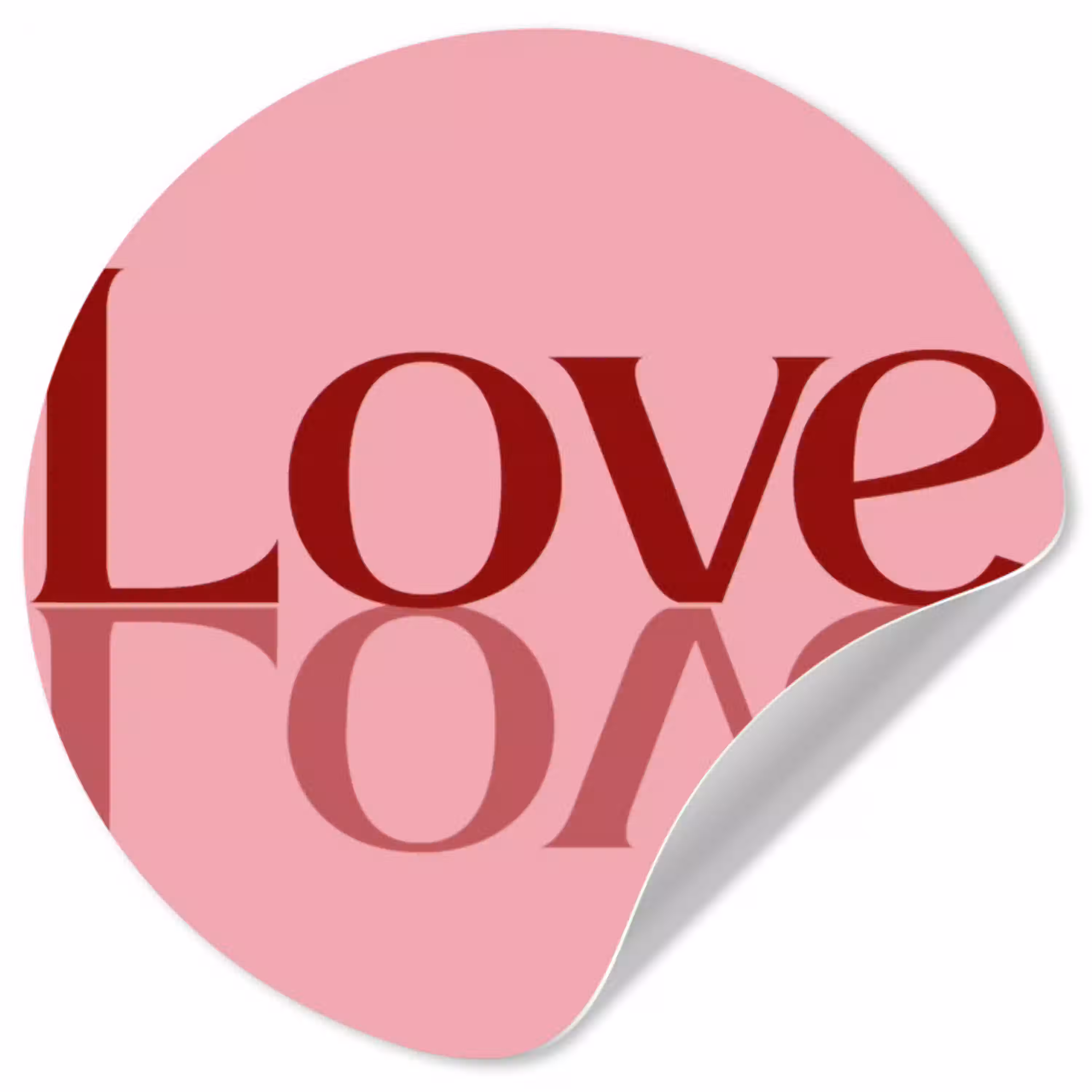 Love - Roze - Spiegeling Wandcirkel behangsticker klein -3d