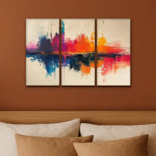 Kleurrijk - Abstract - Verflook - Modern Canvas - Meerluiken 3 luik klein -sfeer2