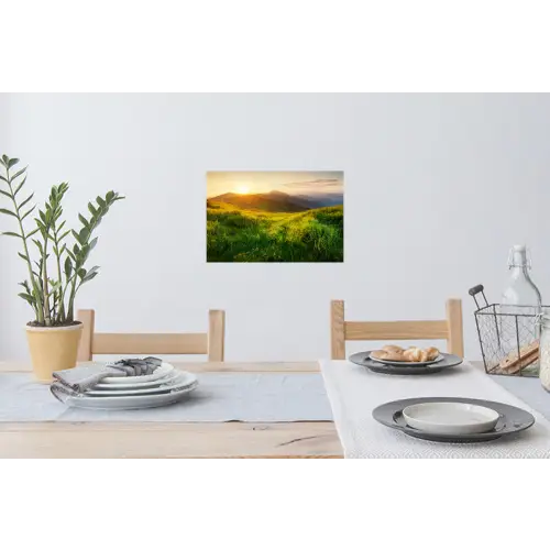 Gras - Heuvels - Zon - Natuur Muursticker klein -eettafel