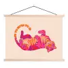 Tijger - Roze - Oranje textielposter latten blank klein -3d