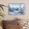 Winterlandschap - Natuur - Berg - Bomen - Sneeuw canvas 2cm klein -sfeer1
