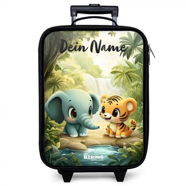 Kinderkoffer mit Name - Elefant - Tiger - Wald - Dschungel