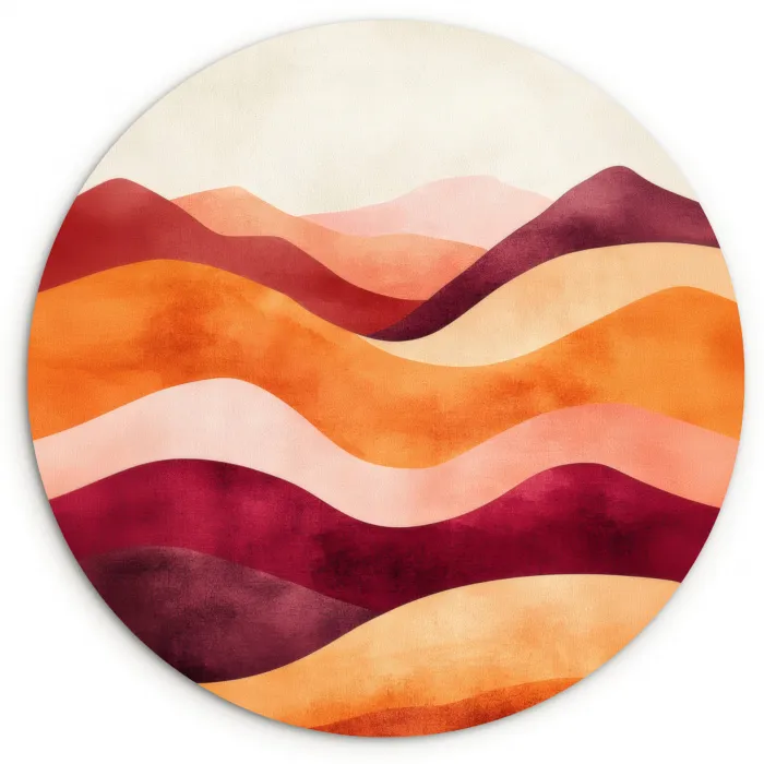 Abstract - Landschap - Golven Wandcirkel kunststof plaat 5mm dik klein -3d