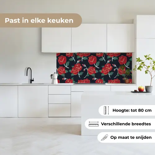 Rozen - Bloem - Patroon - Rood keuken achterwand 2 middel 871 -sfeer4_NL