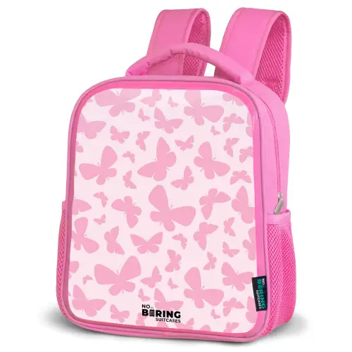 Roze vlinders Kinderrugzak - Roze middel -schuin