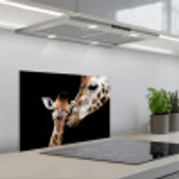 Giraffe - Dieren - Zwart - Portret - Dieren keuken achterwand spatscherm klein -3d_schuin