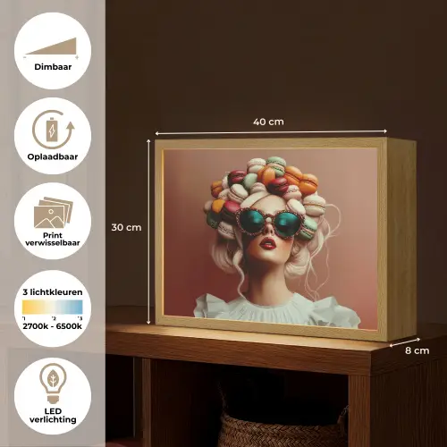 Vrouw - Macarons - Bril Light Box met batterij (Wandlamp) middel -USP_websiteoverzichtNL
