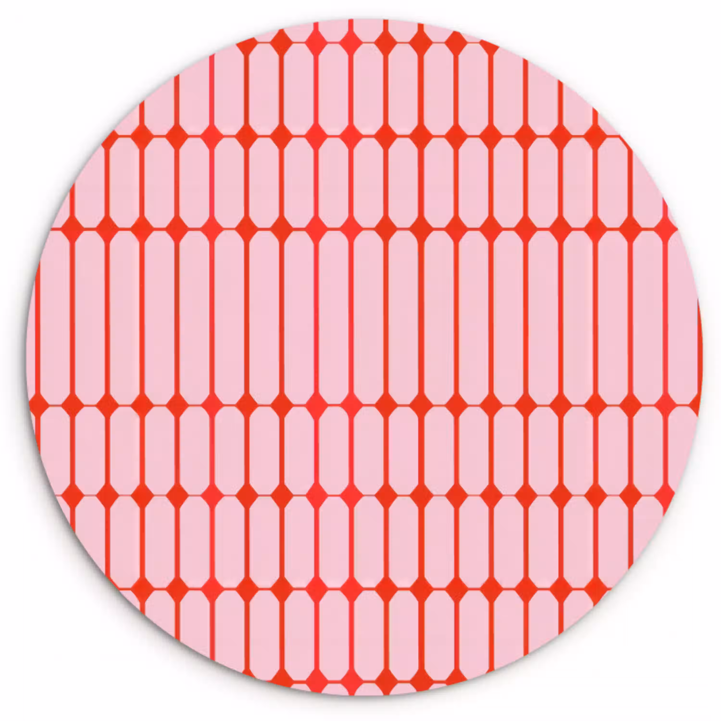 Geometrisch - Minimalistisch - Rood - Roze Wandcirkel kunststof plaat 5mm dik klein 188 -3d