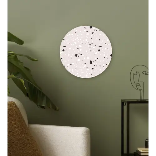 Terrazzo -  Patroon - Zacht - Zwart - Wit Wandcirkel plexiglas klein 852 -sfeer3
