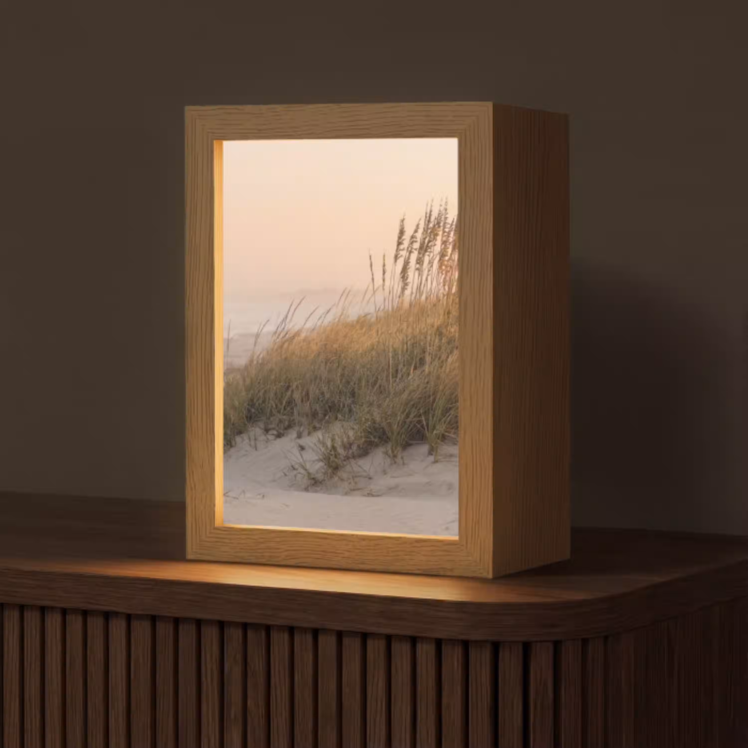 Duinlandschap - Zonsondergang - Strand Light Box met kabel (Tafellamp) klein -z3d_website