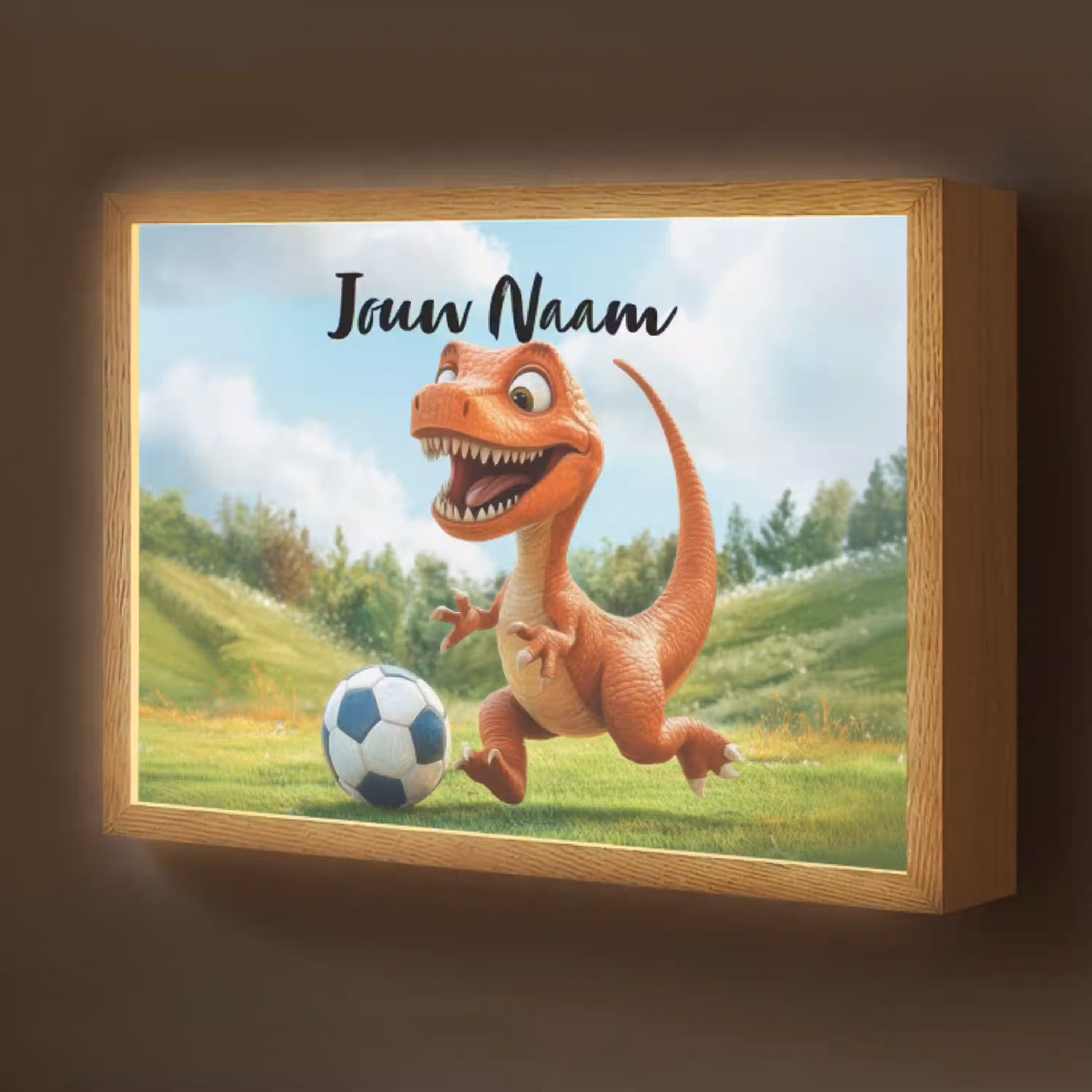 Voetbal - Dino - Sport Light Box met batterij (Wandlamp kind) middel -z3d_website
