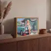 Auto - Vrouw - Groen Light Box met batterij (Wandlamp) middel -sfeer2