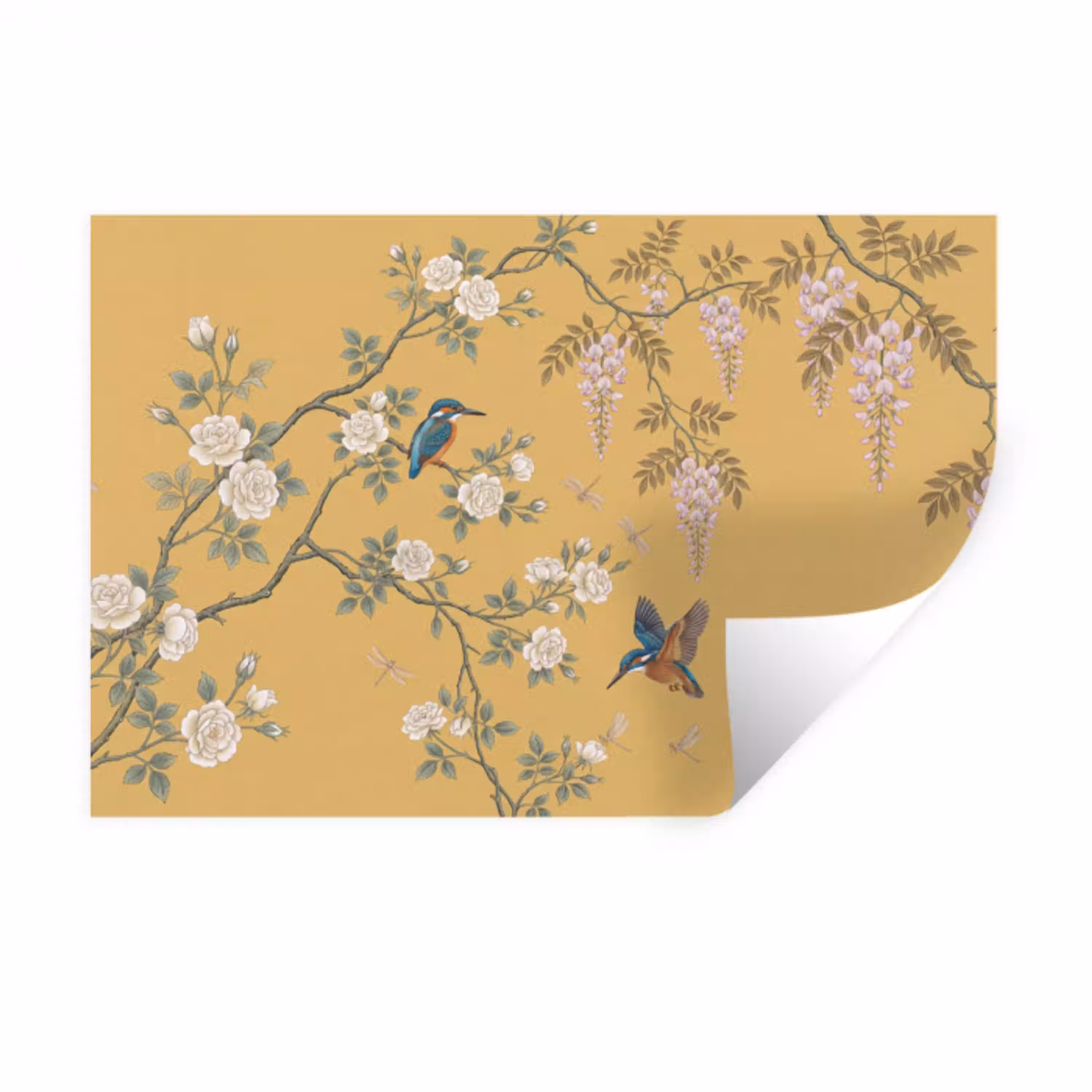 IJsvogels - Bloesem - Geel Muursticker klein -3d