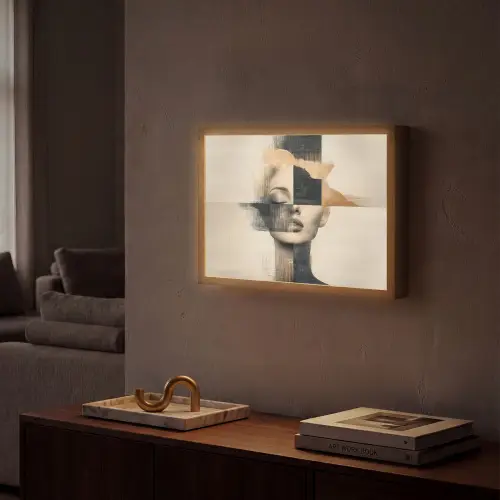 Goud - Vrouw - Rechthoeken Light Box met batterij (Wandlamp) middel -sfeer1