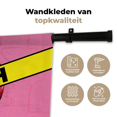Lippen - Tekst - Kleurrijk Wandkleed katoen klein -sfeer2