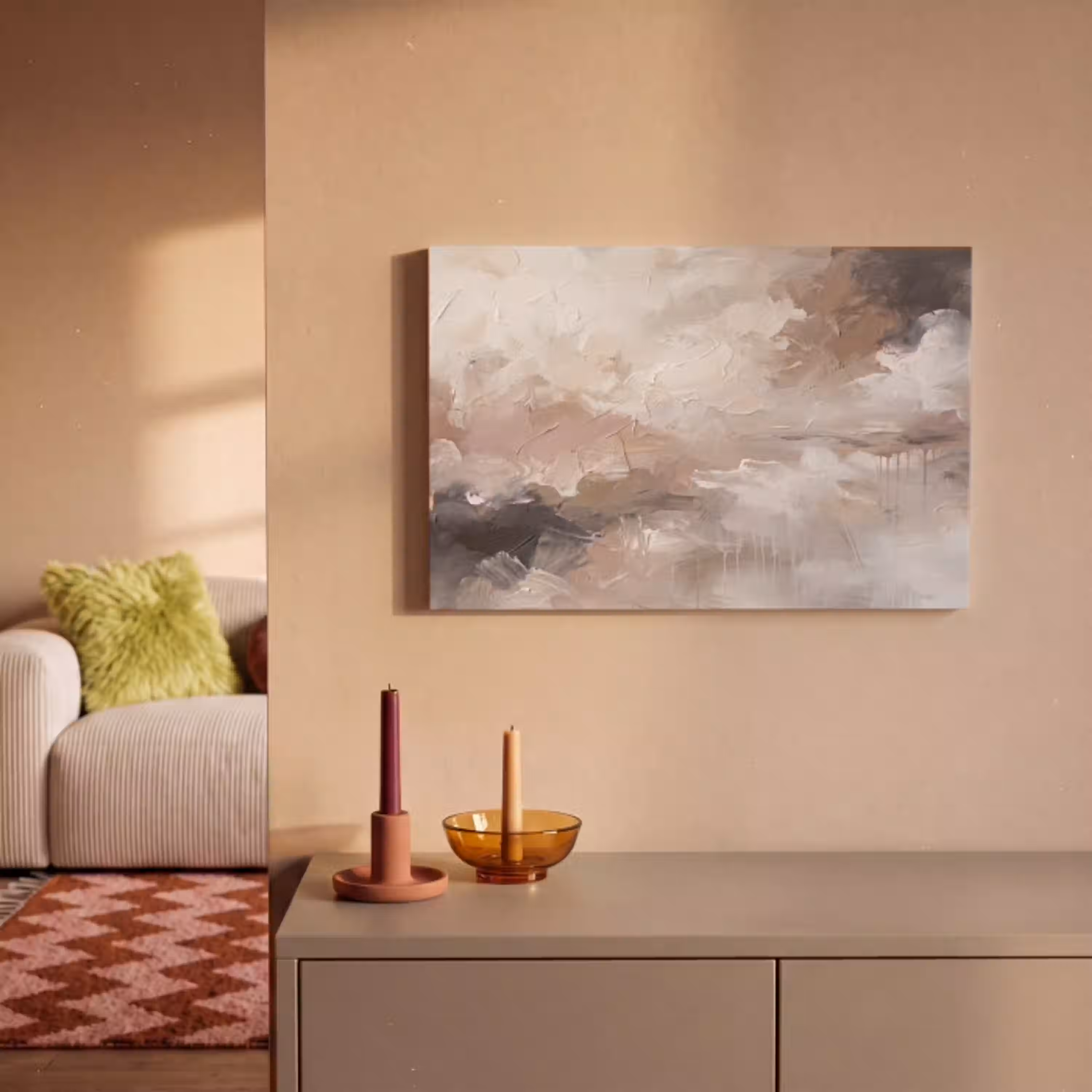 Abstract - Textuur - Kunst - Modern - Beige canvas 2cm klein -sfeer1