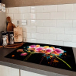 Orchidee - Graffiti - Kleurrijk - Bloemen - Abstract Inductie beschermer vinyl 3mm klein -sfeer3