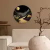 Gouden rivier - Bergen - Maan - Sterrenhemel Wandcirkel kunststof plaat 5mm dik klein -sfeer1