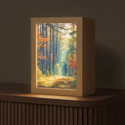Bos - Zon - Natuur - Herfst Light Box met kabel (Tafellamp) klein -z3d_website
