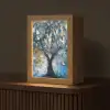 Boom - Blauw - Goud - Abstract Light Box met kabel (Tafellamp) klein -z3d_website