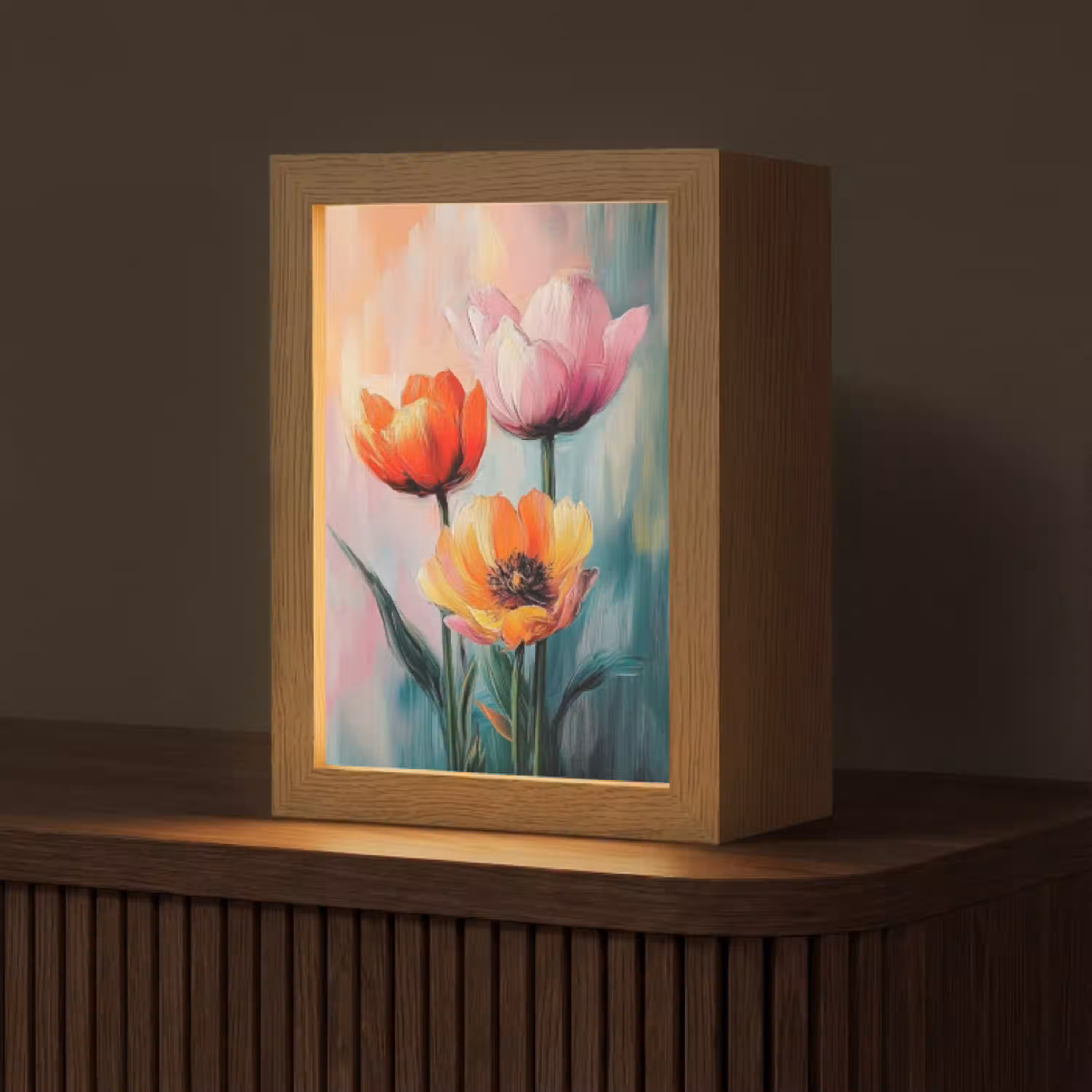 Dromerig - Bloemen - Verfijnde details Light Box met kabel (Tafellamp) klein -z3d_website